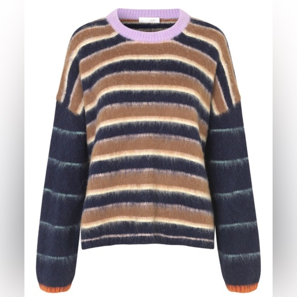 Stine Goya / lucs alpaca stripes fluffy colorblock oversize Sweater Large L - Picture 3 of 8